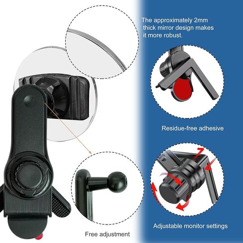 TSUYA Clip-On Monitor Mirror for Rear View, Fits Computer Monitors and Laptops, Office Desk and Cubicle, 1-Pack (3.14") in Kuwait