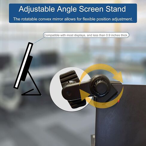 TSUYA Clip-On Monitor Mirror for Rear View, Fits Computer Monitors and Laptops, Office Desk and Cubicle, 1-Pack (3.14") in Kuwait