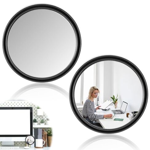 2 Pcs Cubicle Mirror, Adjustable Cubicle Mirror to See Behind You, 2.24 Inch Office Desk Mirrors for PC Monitors, Cubicles Walls, Personal Security and Privacy(Black) in Saudi Arabia