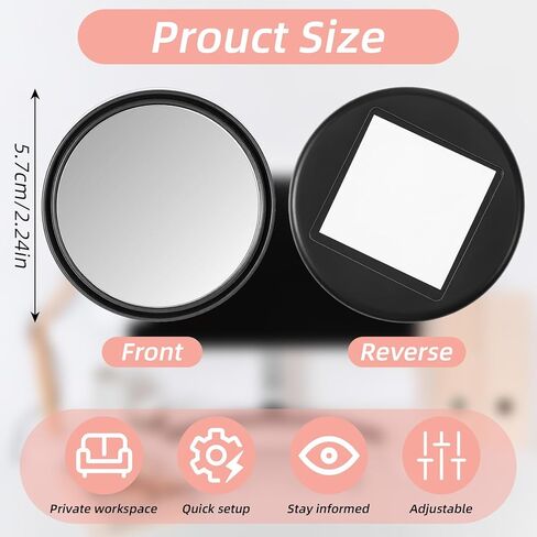 2 Pcs Cubicle Mirror, Adjustable Cubicle Mirror to See Behind You, 2.24 Inch Office Desk Mirrors for PC Monitors, Cubicles Walls, Personal Security and Privacy(Black) in Saudi Arabia