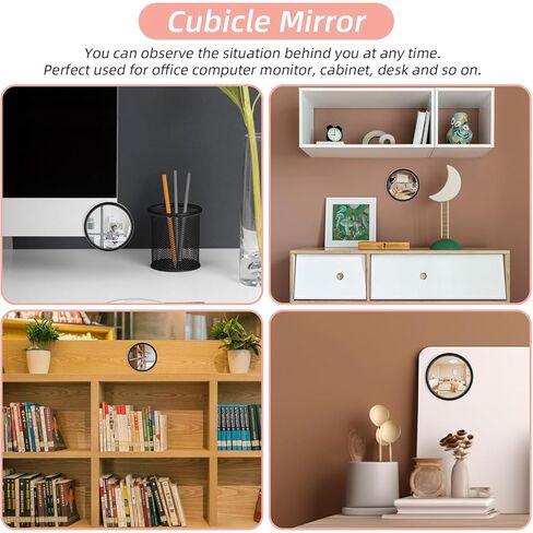 2 Pcs Cubicle Mirror, Adjustable Cubicle Mirror to See Behind You, 2.24 Inch Office Desk Mirrors for PC Monitors, Cubicles Walls, Personal Security and Privacy(Black) in Saudi Arabia