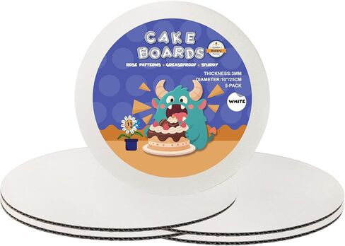 8 PCS Cake Boards 6 Inch Round, White 6 Inch Cake Boards Rounds Cake Plate, Food Grade & Greaseproof Rounds Cake Base, Rose Pattern Cake Board Cardboad Circles for Displaying Cakes, Dessert by GBF in Saudi Arabia