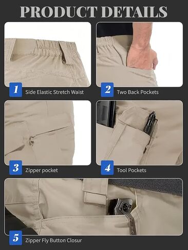 Lightweight Men's Tactical Cargo Shorts Dry Quickly, are Breathable, and Feature Multiple Pockets in Saudi Arabia