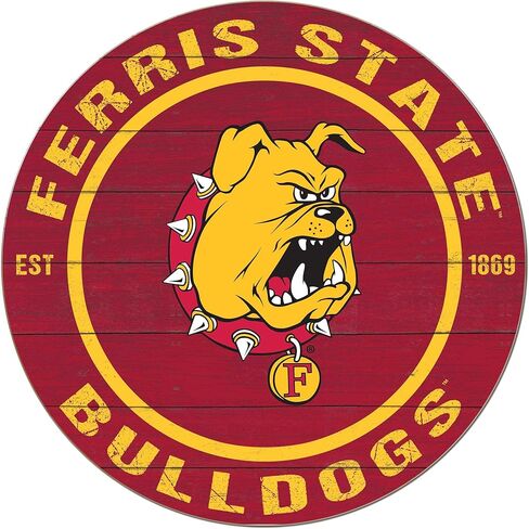 KH Sports Fan Ferris State Bulldogs علامة دائرة ملونة، 20x20 بوصة، ديكور البلدغ للمسكن وغرفة النوم وكهف المروحة وغرفة المعيشة؛ أظهر روح فريقك مع هذه اللوحة الفنية الجدارية الفريدة من نوعها لولاية فيريس ستيت بولدوج in Saudi Arabia