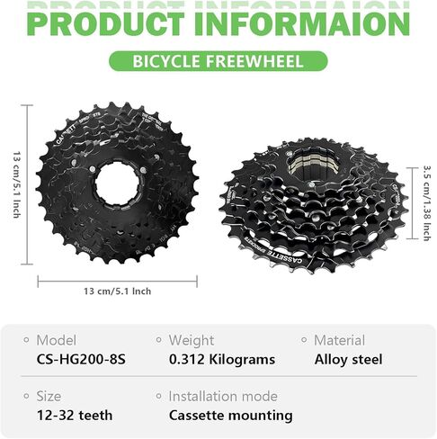 Bike Cassette 8 Speed Cassette Sprockets CS-HG200 12-32T Bike Sprocket for Mountain Bike Folding Bike Commuter Bike Speed Black in Kuwait
