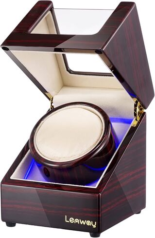Lenway Watch Winder Super Quiet， Automatic Watch Winder Four Rotation Modes，Battery Operated or Ac，with Led Light，Watch Winder for Rolex， High-End Piano Paint Baking Process Single Watch Winder in Saudi Arabia