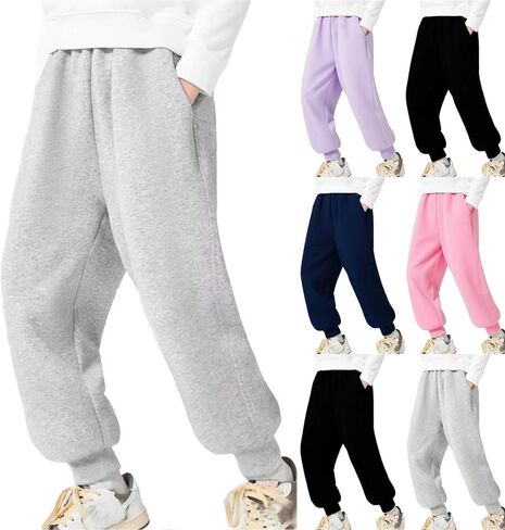 Baggy Joggers for Boys Causal Elastic Waist Tapered Fleece Sweatpants Teen Kids Loose Sweat Pants with Pockets in Saudi Arabia