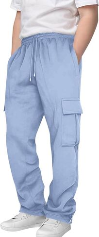 Boys Cargo Sweatpants Elastic Waist Drawstring Casual Staright Leg Joggers Kids Active Sweat Pants with Pockets in Saudi Arabia