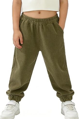 Boys Corduroy Jogger Pants Elastic Waist Casual Baggy Sweatpants with Pockets Kids Fall Winter Warm Clothes in Saudi Arabia