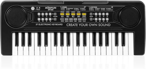 لوحة مفاتيح بيانو رايمي للأطفال، 37 مفتاحًا محمولة لوحة مفاتيح بيانو للتعليم المبكر التعليمية الإلكترونية ألعاب موسيقية هدايا للأطفال 3 4 5 6 7 8 9 سنوات للأولاد والبنات (أسود) in Kuwait