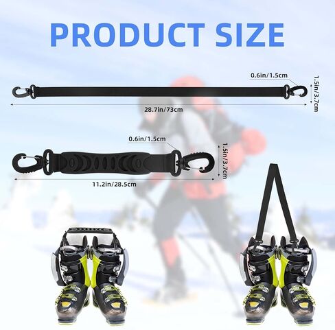 2pcs Adjustable Ski Boot Carrier Straps, Nylon Snowboard Shoulder Sling with Hand Carry Strap Heavy-Duty Snowboard Accessories for Easy Equipment Transport in Saudi Arabia