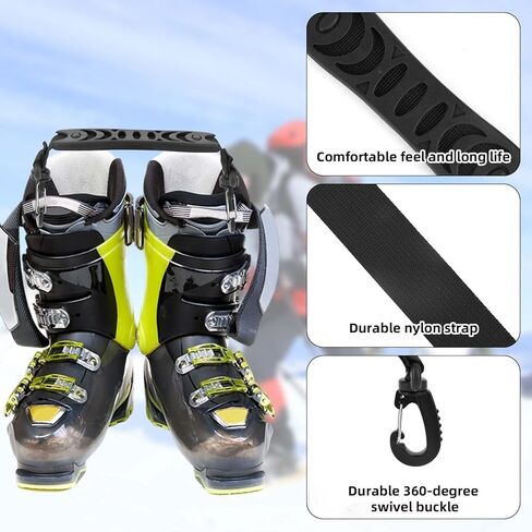 2pcs Adjustable Ski Boot Carrier Straps, Nylon Snowboard Shoulder Sling with Hand Carry Strap Heavy-Duty Snowboard Accessories for Easy Equipment Transport in Saudi Arabia