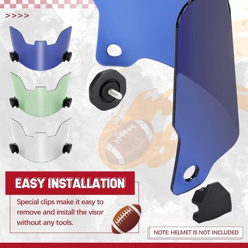 3 Pack Football Visor for Youth Adult Football Helmets Visor Eye Protection for Helmet and Face Mask Sport Universal Cleaning Wipes(Transparent, Green, Blue) in Kuwait
