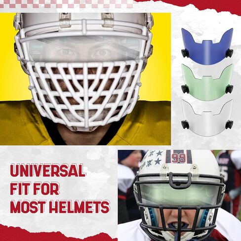 3 Pack Football Visor for Youth Adult Football Helmets Visor Eye Protection for Helmet and Face Mask Sport Universal Cleaning Wipes(Transparent, Green, Blue) in Kuwait