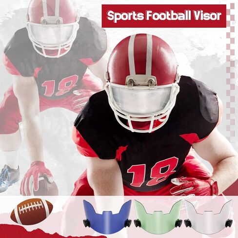 3 Pack Football Visor for Youth Adult Football Helmets Visor Eye Protection for Helmet and Face Mask Sport Universal Cleaning Wipes(Transparent, Green, Blue) in Kuwait