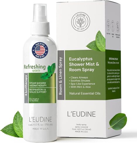 لودين رذاذ منعش مع زيت الأوكالبتوس للعناية بالجسم والغرفة، رذاذ النعناع والصبار المملوء بالعافية العائلية، علاج عطري متعدد الاستخدامات للبشرة والبياضات والمساحات الصغيرة، 4 أونصة سائلة in Kuwait