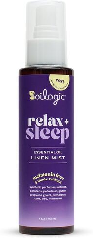 بخاخ زيت الكتان العطري للاسترخاء والنوم من أويلوجيك - 100% زيوت عطرية نقية تعزز النوم المريح والراحة والعافية - رذاذ عطري للفراش والوسائد والبطانيات والبيجامات والمزيد، 118 مل in Kuwait