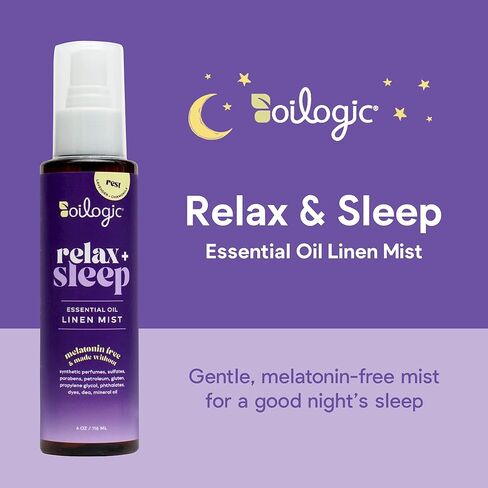 بخاخ زيت الكتان العطري للاسترخاء والنوم من أويلوجيك - 100% زيوت عطرية نقية تعزز النوم المريح والراحة والعافية - رذاذ عطري للفراش والوسائد والبطانيات والبيجامات والمزيد، 118 مل in Kuwait