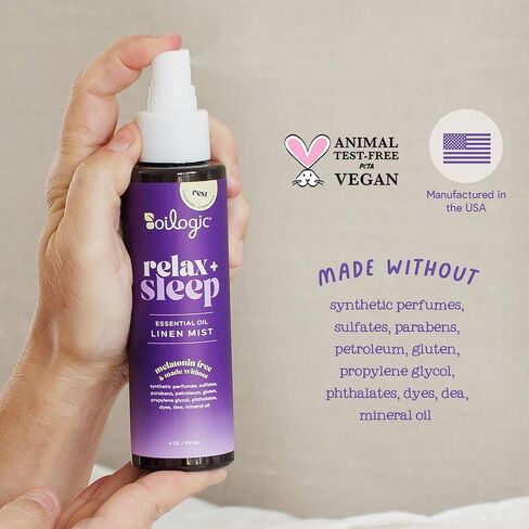 بخاخ زيت الكتان العطري للاسترخاء والنوم من أويلوجيك - 100% زيوت عطرية نقية تعزز النوم المريح والراحة والعافية - رذاذ عطري للفراش والوسائد والبطانيات والبيجامات والمزيد، 118 مل in Kuwait