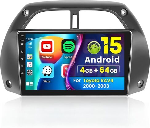 8-Core 4+64G Android 13 Car Stereo Upgrade Radio for Toyota RAV4 2001-2006, 9'' HD Touch Screen with Wireless CarPlay & Android Auto, AHD Backup Camera, Mirror Link, GPS Navigation in Kuwait