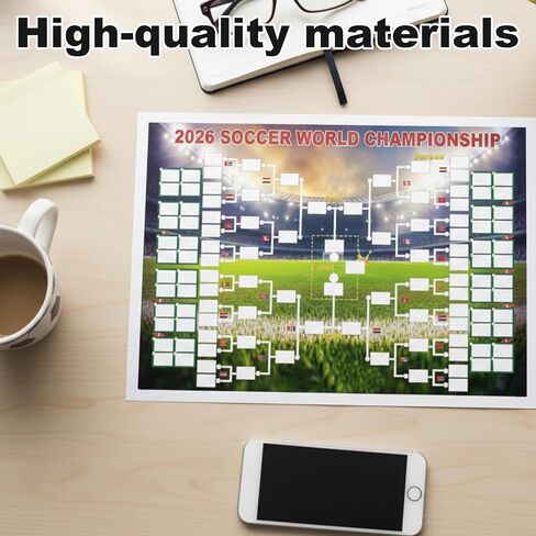 World Cup 2026 Merchandise, Tournament Tracking Wall Chart, Complete Match Schedule Poster Set with Marking Pen, Adhesive Dots for Wall Display, Ideal for Soccer Enthusiasts and Sports Collectors in Saudi Arabia