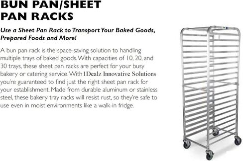 New 1Dealz 36527 Commercial-Grade Aluminum 20-Tier Sheet Pan/Bun Pan Rack, 26" L x 20" W x 69" H with Brake Wheels in Saudi Arabia