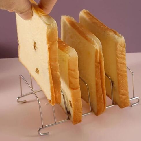 Stainless Steel Toast Rack for Bread Slices – 8-Slot Cooling Stand with Elevated Feet, Food-Grade 304 Stainless Steel, Rectangle Loaf Display Rack for Home, Cafe & Restaurant Kitchen Organization in Saudi Arabia