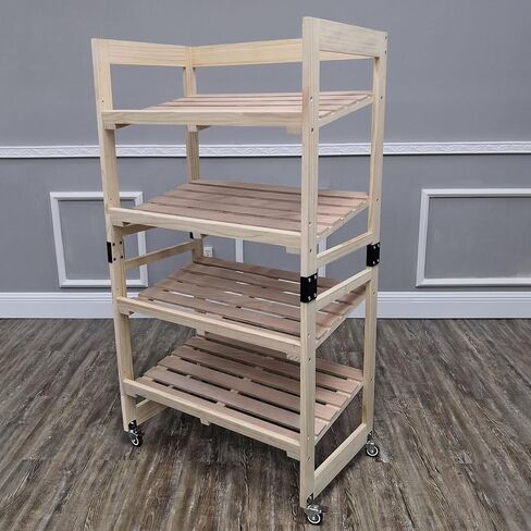 FixtureDisplays® 4-Tier Bakery Bread Rack with Angled Shelves Wooden Display Rack Bread Store Rack 30X18X55" 101143 in Saudi Arabia