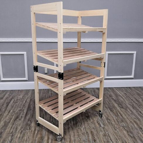 FixtureDisplays® 4-Tier Bakery Bread Rack with Angled Shelves Wooden Display Rack Bread Store Rack 30X18X55" 101143 in Saudi Arabia