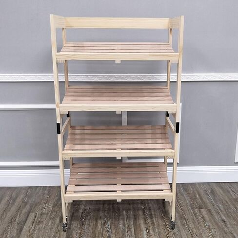 FixtureDisplays® 4-Tier Bakery Bread Rack with Angled Shelves Wooden Display Rack Bread Store Rack 30X18X55" 101143 in Saudi Arabia