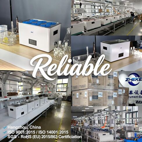 ZKI 20L Thermostatic Water Bath, 1400W, ±0.1°C Accuracy, Single/Dual-Point Calibration+0.1°C Res, All-in-One Uniform Heating, Digital Touchscreen, 9-Piece Kit for Lab, Clinical, Industrial Use (110V) in Kuwait