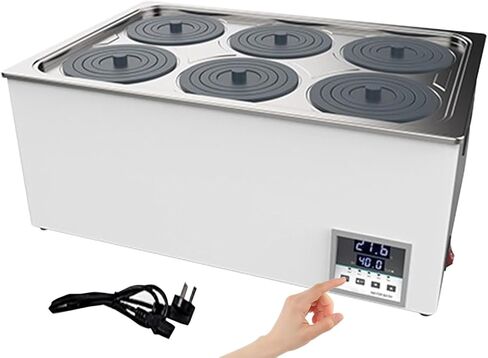 Anti-dry Digital Water Bath Heater, 1/2/4/6-hole, Rt 99.9°c, With Drain Hole, Adjustable Cover & Waterproof Bracket For Laboratory & Research Use 6holes in Kuwait