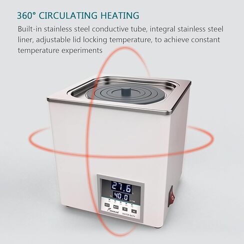 Anti-dry Digital Water Bath Heater, 1/2/4/6-hole, Rt 99.9°c, With Drain Hole, Adjustable Cover & Waterproof Bracket For Laboratory & Research Use 6holes in Kuwait