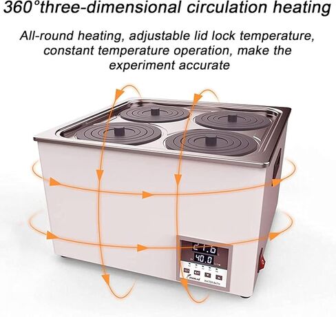 Digital Thermostatic Water Bath With 6 Holes, Rt 5-99.9°c, 360° Heating, Digital Display & Protective Lid For Laboratory Use, Precise Temperature Control in Kuwait