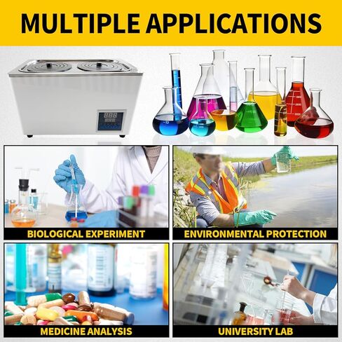 سخان حمام ماء للمختبر مع ترموستاتي رقمي، أجهزة تسخين كهربائية، بطانة من الفولاذ المقاوم للصدأ، سعة 6 لتر، 2 فتحة قابلة للاختيار للتجربة المعملية - DE100-2 in Kuwait
