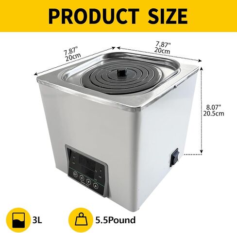 سخان حمام ماء للمختبر مع ترموستاتي رقمي، أجهزة تسخين كهربائية ببطانة من الفولاذ المقاوم للصدأ سعة 3 لتر، فتحة واحدة قابلة للتحديد للتجربة المعملية - DE100-1 in Kuwait