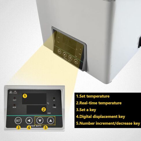 سخان حمام ماء للمختبر مع ترموستاتي رقمي، أجهزة تسخين كهربائية ببطانة من الفولاذ المقاوم للصدأ سعة 3 لتر، فتحة واحدة قابلة للتحديد للتجربة المعملية - DE100-1 in Kuwait