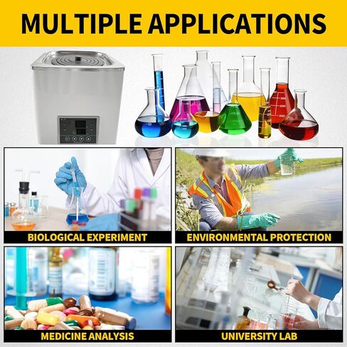 سخان حمام ماء للمختبر مع ترموستاتي رقمي، أجهزة تسخين كهربائية ببطانة من الفولاذ المقاوم للصدأ سعة 3 لتر، فتحة واحدة قابلة للتحديد للتجربة المعملية - DE100-1 in Kuwait