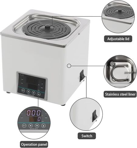 3l Digital Lab Water Bath Heater - Stainless Steel, Thermostatic Electric Heating Device, 300w, Ideal For Laboratory Experiments, Selectable Opening in Kuwait
