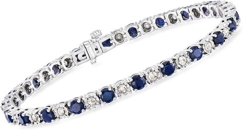 Ross-Simons 5.50 ct. t.w. Sapphire and 1.00 ct. t.w. Diamond Tennis Bracelet in Sterling Silver in Saudi Arabia