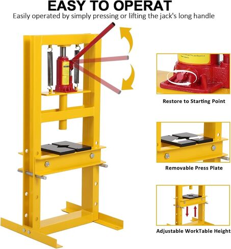 6Ton/13000LBS Hydraulic Press Machine,Heavy Duty Bearing Presses,H-Frame Garage Floor Adjustable Shop Press with Adjustable Working Table,for Garage and Workshop,4 Adjustable Height in Saudi Arabia