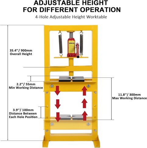 6Ton/13000LBS Hydraulic Press Machine,Heavy Duty Bearing Presses,H-Frame Garage Floor Adjustable Shop Press with Adjustable Working Table,for Garage and Workshop,4 Adjustable Height in Saudi Arabia