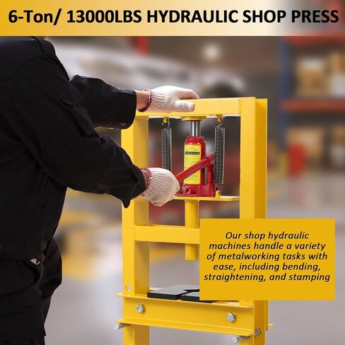 6Ton/13000LBS Hydraulic Press Machine,Heavy Duty Bearing Presses,H-Frame Garage Floor Adjustable Shop Press with Adjustable Working Table,for Garage and Workshop,4 Adjustable Height in Saudi Arabia