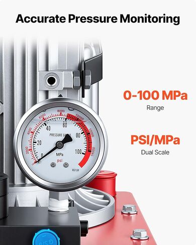 VEVOR Electric Hydraulic Pump, 750W 10,000 PSI, 120V Double Acting Electric Driven Hydraulic Pump Power Pack Unit, with Manual Valve, 2.1 Gallon / 8L, for Punching, Bending, Double Acting Cylinders in Saudi Arabia