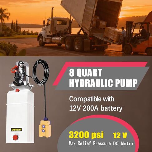 12V DC Single Acting Hydraulic Power Unit, 8L Hydraulic Pump Plastic Reservoir, 3000 PSI for Dump Trailers, Snow Plows, Log Splitters, Lift Gates in Saudi Arabia