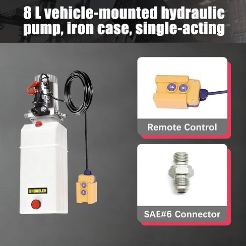 12V DC Single Acting Hydraulic Power Unit, 8L Hydraulic Pump Plastic Reservoir, 3000 PSI for Dump Trailers, Snow Plows, Log Splitters, Lift Gates in Saudi Arabia