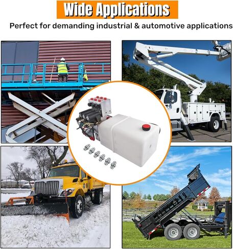 Hydraulic Power Unit, 6 Quart 6 Way Hydraulic Pump with Plastic Oil Reservoir, 12V DC Double Acting, for Dump Trailer Car Lifting Mixizap in Kuwait