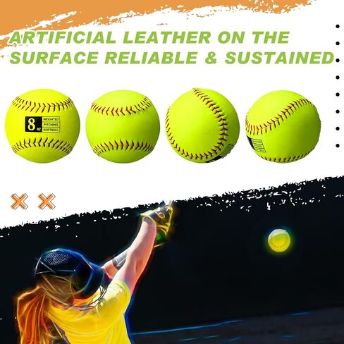 Lewtemi 6 Pack 12 Inch Weighted Training Softballs Bulk, 6-12 oz Weighted Training Balls for Pitching and Hitting, Improve Velocity Arm Strength Softball Practice Equipment with Drawstring Bag in Saudi Arabia
