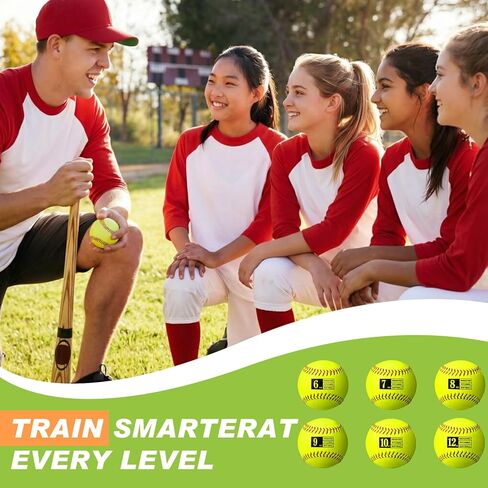 Lewtemi 6 Pack 12 Inch Weighted Training Softballs Bulk, 6-12 oz Weighted Training Balls for Pitching and Hitting, Improve Velocity Arm Strength Softball Practice Equipment with Drawstring Bag in Saudi Arabia
