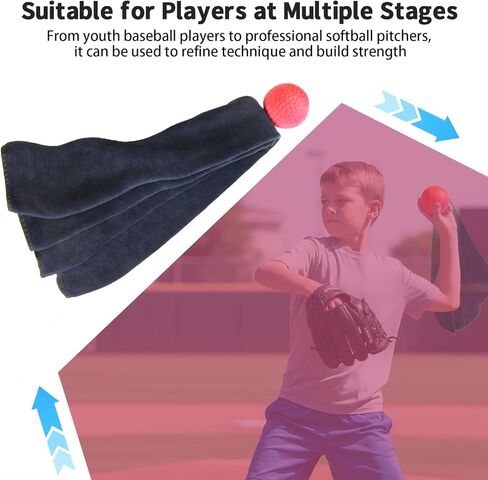 مدرب رمي البيسبول، أدوات رمي ​​الكرة اللينة، منشفة تدريب للكرة السريعة، التغيير، دقة الكرة المنحنية والقوة القادرة على تحسين الشكل والأداء بشكل ثابت in Kuwait